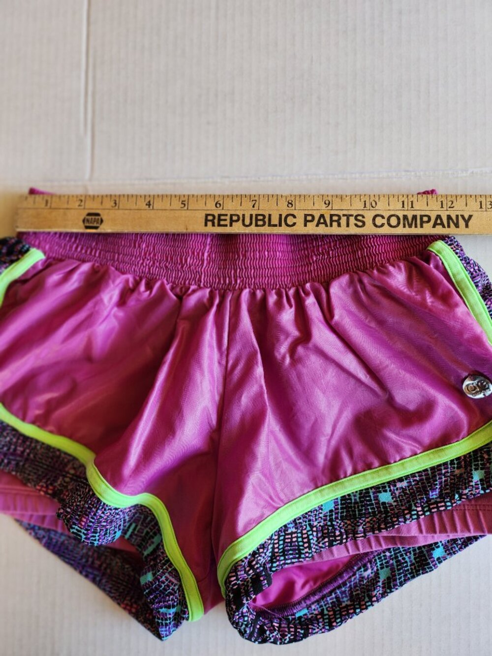 Alto Giro Brazil Athletic Layered Running Shorts Purple Neon Green Trim Size S - Picture 8 of 13